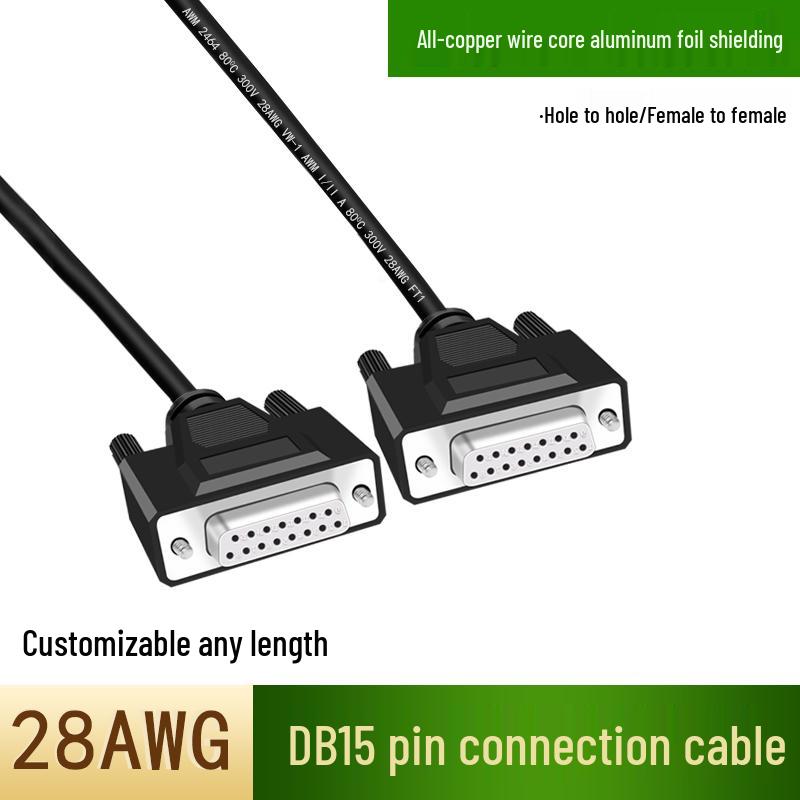 Pure Copper DB15 Cable: Male-to-Male & Female-to-Female, 2 Rows of 15-Pin for Serial/Parallel Ports.