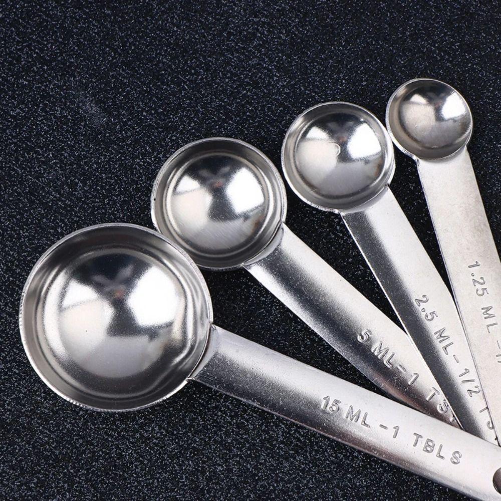 With Scale Measuring Spoon Set Stainless Steel Kitchen Measuring Cup  Seasoning Measuring