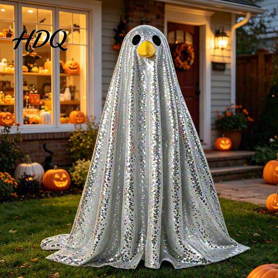 Statue Goose Costume Halloween Ghost Costume with Shiny Sequin Decor Soft Atmosphere Prop for Holiday Yard Decorations Accessories