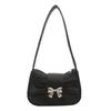 Stylish Modern Bowknot Chain Mini Shoulder Handbag For Women In Black White Pink Khaki Silver Brown