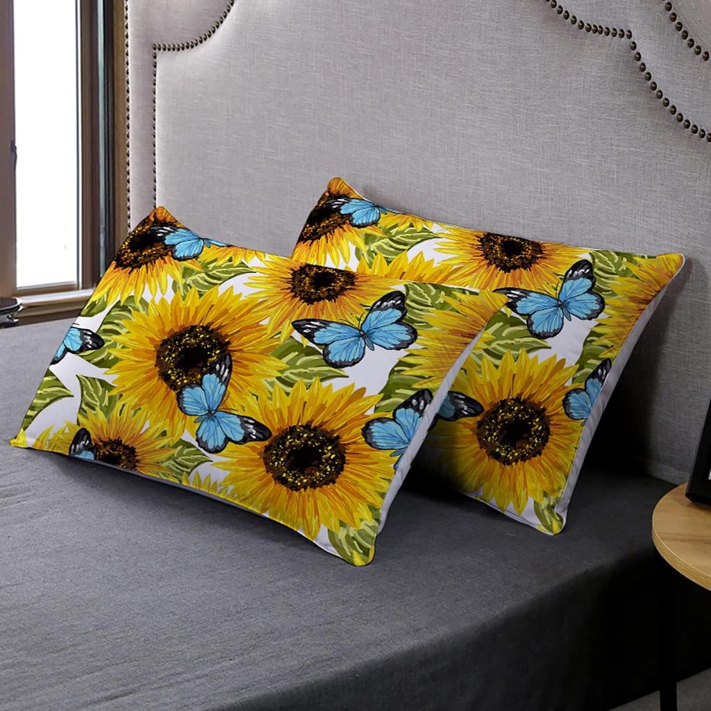 Sunflower Duvet Cover Set Yellow Floral Sunflower Bedding Set Print Floral Comforter Cover For Kids Girls Boys