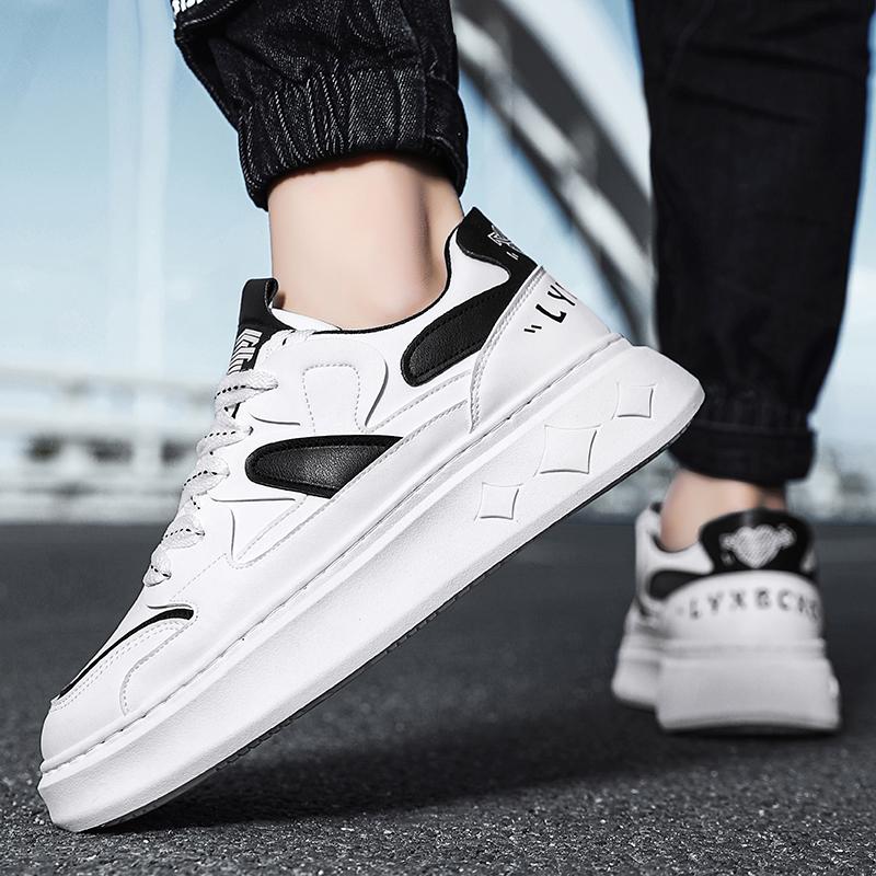 Men's thick soled height increasing white shoes four season new casual shoes soft sole walking shoes student sports board shoes