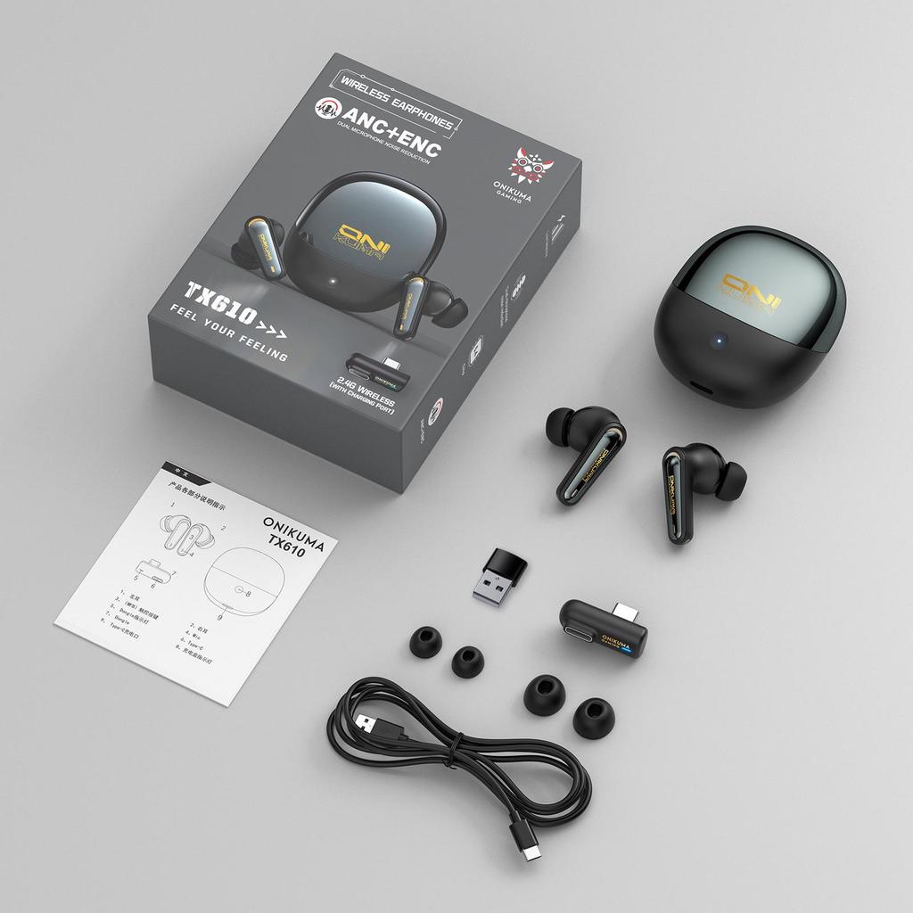 ONIKUMA TX610 Low Latency 2.4G True Wireless Bluetooth Gaming Headset