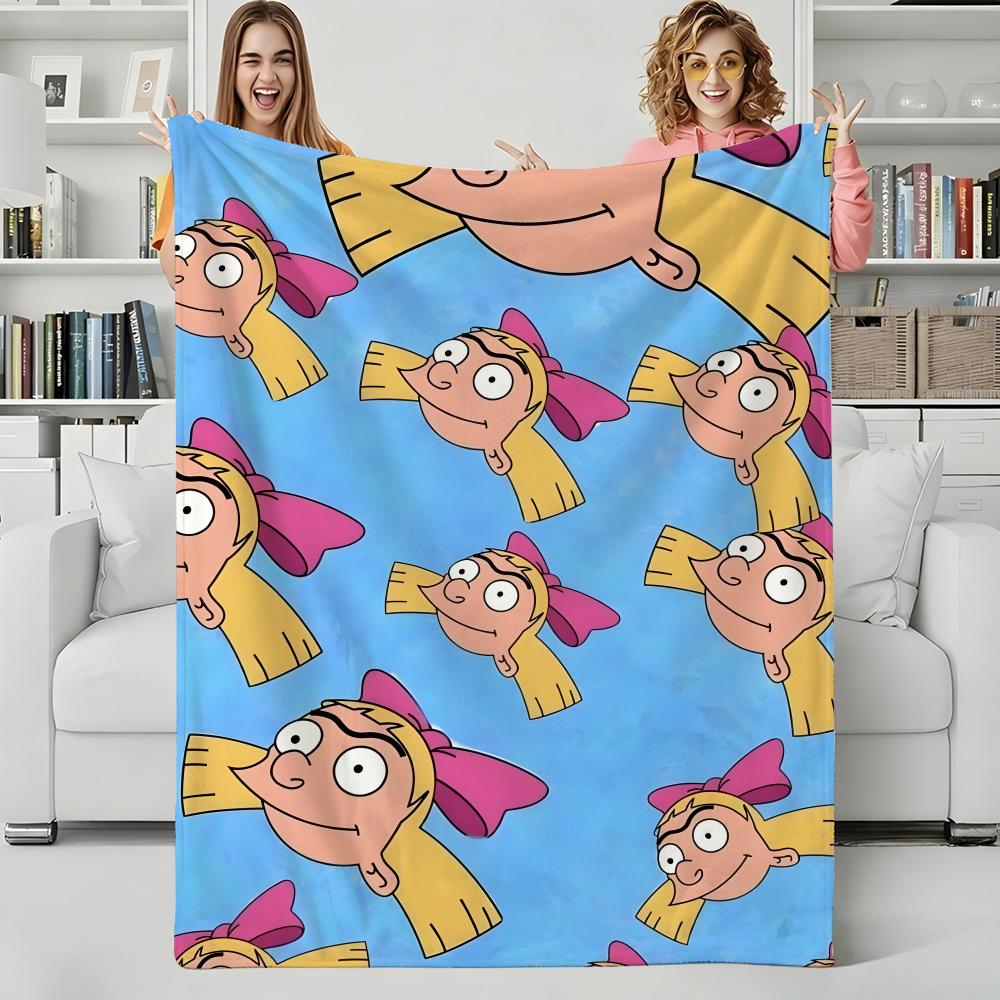 Cartoon H-Hey Arnoldss Throw Flannel Blanket Perfect for Sofa Office Bed Travel Sleep Read Relax Camping four season use