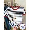 Striped Women's Print Crew Neck Short Sleeve T-Shirt Cute Puppy Pattern Fashion Versatile