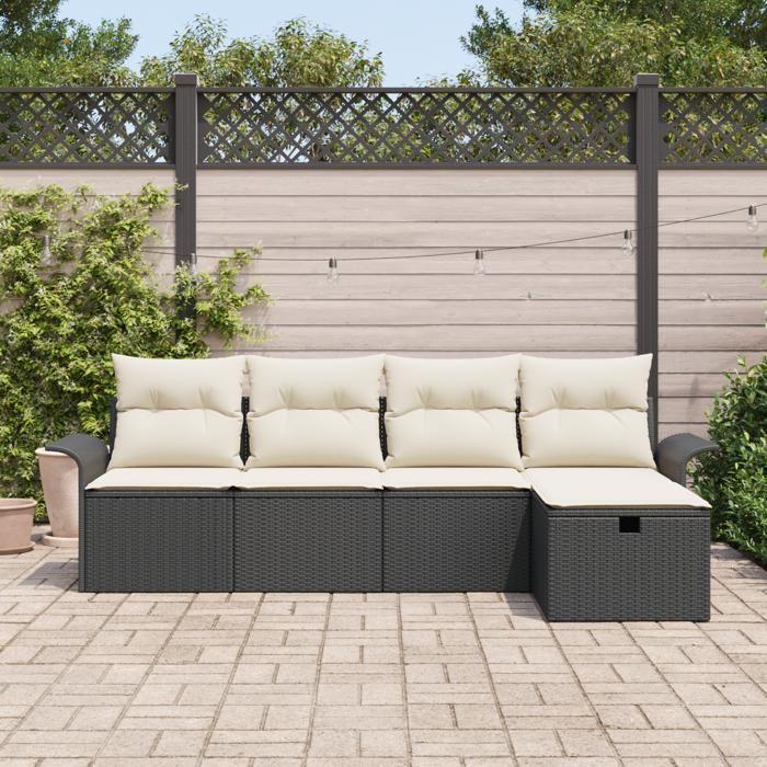 VidaXL Ensemble de canapés de jardin 5 pièces avec coussins Noir Rotin synthétique 3358856