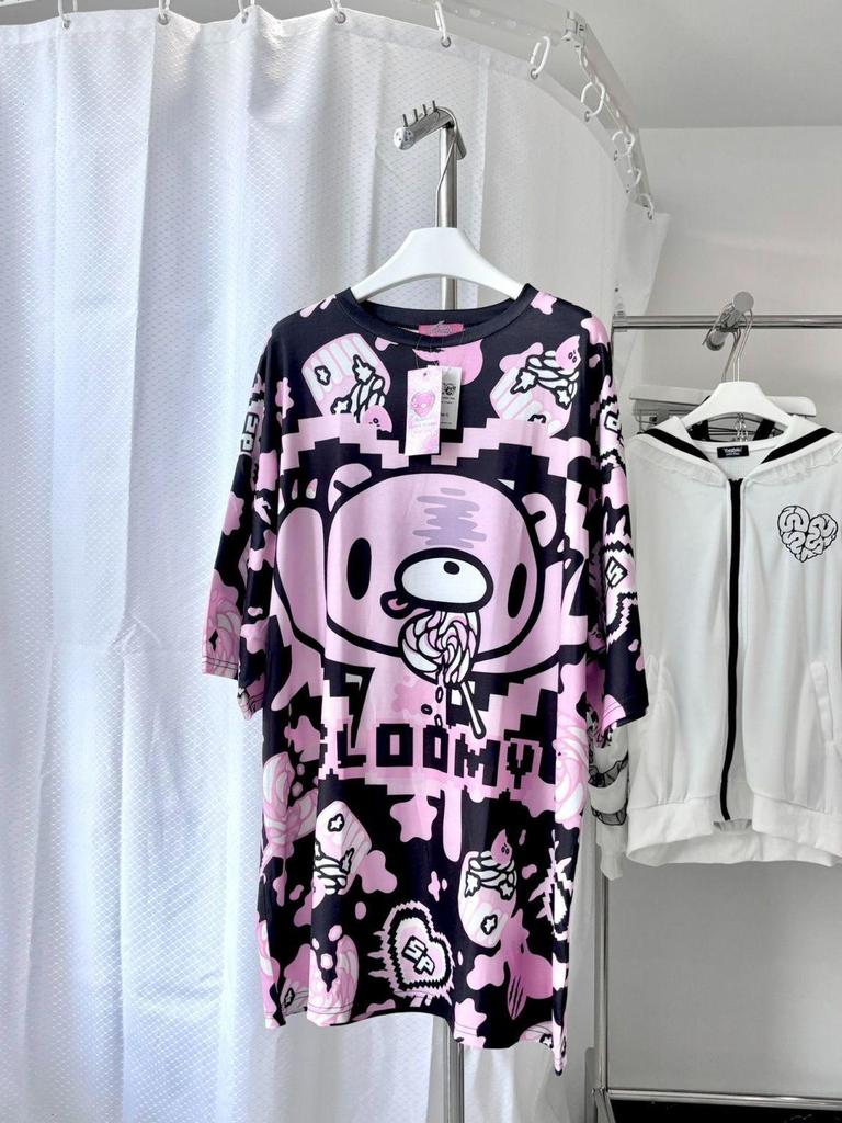 Japanese Pixel Art Gloomy Bear Punk T-shirt, Oversize, Short Sleeve, All-Over Print