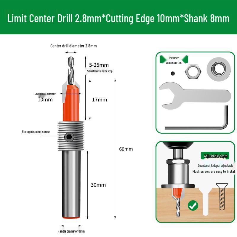 Countersink Drill Bit Depth Stop for Woodworking and Screw Holes
