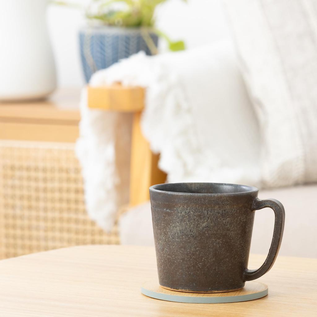 Marui Seito Shigaraki Ware Hechimon Mug, Small, Approx. 280ml Capacity, Black Kiln-Change Finish, Brown, MR-3-4441