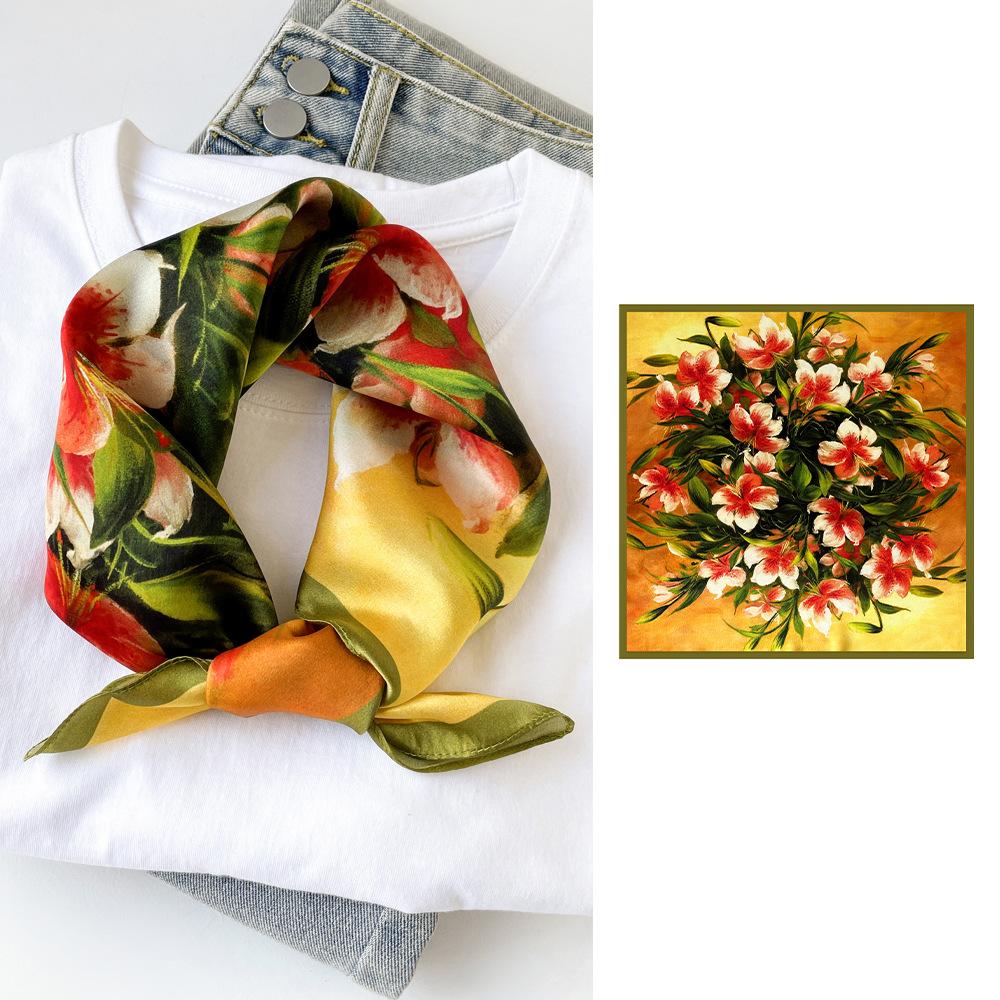 Seidentuch klein quadratisch Damen Nationalstil bedruckt Maulbeerseide Tuch quadratisches Tuch Seide schlicht Kreppsatin Seidentuch