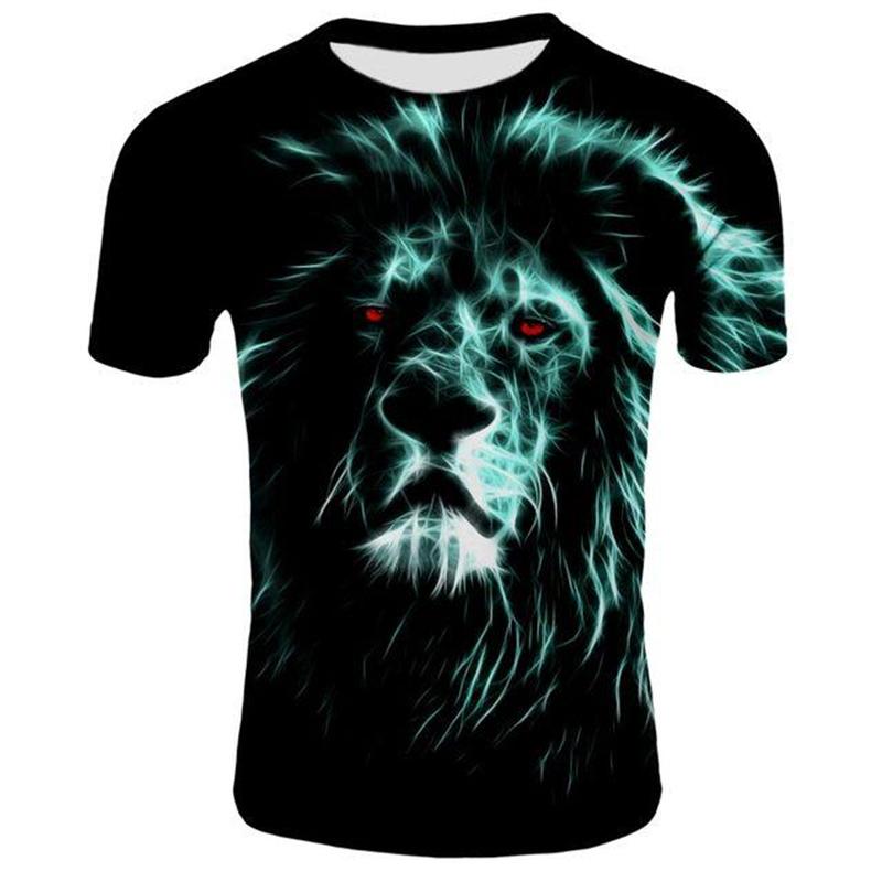 Cool Lion Graphics T Shirts Summer Fashion Short Sleeve 3D Animals Printed Mens T-shirts Casual Streetwear Oversized Tees Tops