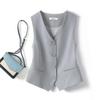 Chaqueta corta, chaleco para mujer, chaleco de oficina con un solo pecho, abrigo, chaleco fino corto, prendas de vestir exteriores para mujer, primavera y verano