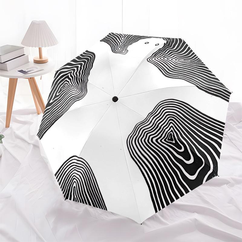1pc Abstract Patterns Automatic Folding Umbrella with 8-Rib Windproof Design, Portable Foldable Sunshade Umbrella For Halloween 052
