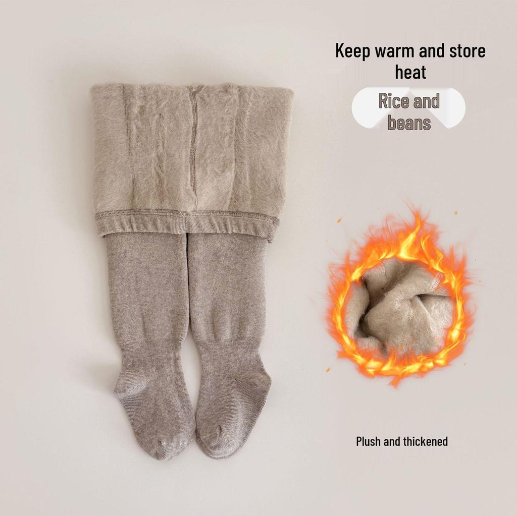 Girls' Fleece-Lined Footed Tights - Thick, Warm, Elastic & Anti-Pilling for Autumn/Winter