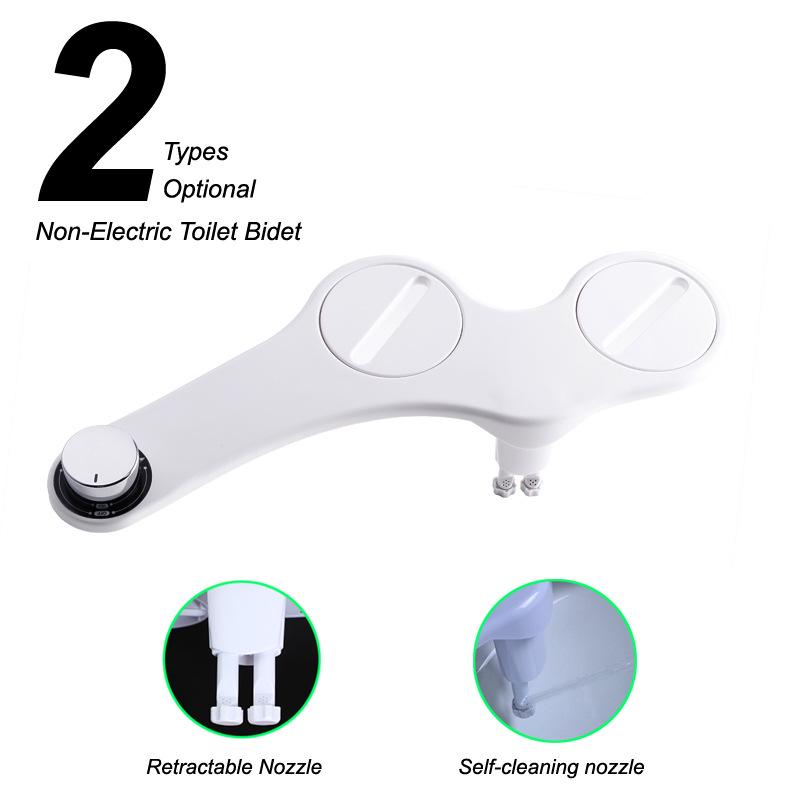 Non-electric Bidet Seat with Dual Spray for Feminine and Buttocks Hygiene