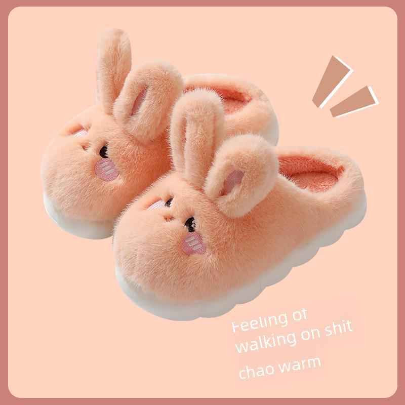 Women's Winter Non-Slip Plush Rabbit Slippers - Soft Thick-Soled Home Comfort