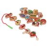 Wooden Threading Toy Fine Motor Skills Early Learning Food Fruit Shape Blocks Lacing Toy for