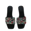 Fashion Luxury Women's Fashion Slippers Summer Comfortable Flat Bottomed Fashion Square Head Water Diamond Pure Handmade Cool Slippers