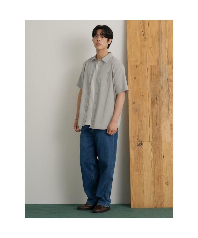 Binpolmen Solid Short Sleeve Shirt Light Gray