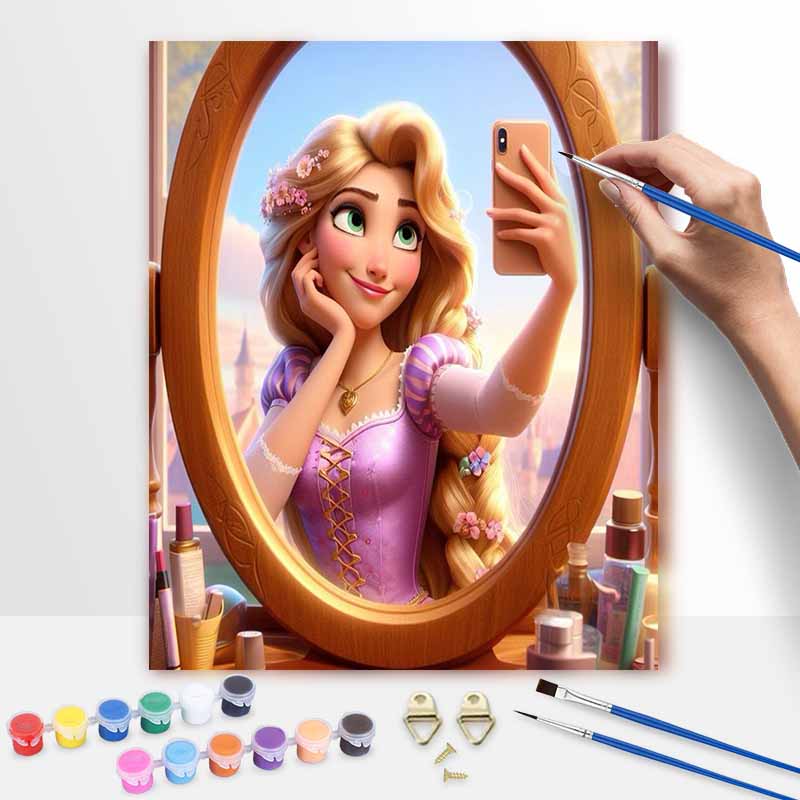 Disney oil painting art painting kit Rapunzel Selfie handmade diy gift home decoration wall art decor for bedroom canvas painting supplies