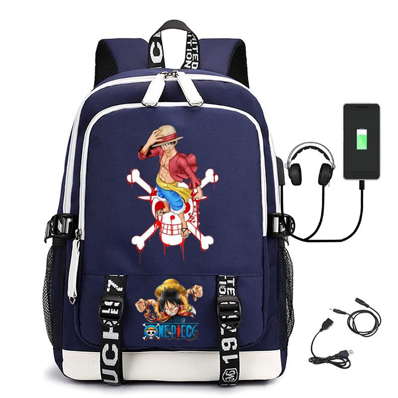 Hot-selling ONE PIECE Luffy backpack usb charging large capacity bag