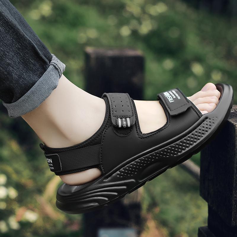 Klassische Herrensandalen Sommer Echtes Leder Strandsandalen Herren Freizeitschuhe Badesandalen Outdoor-Sneaker