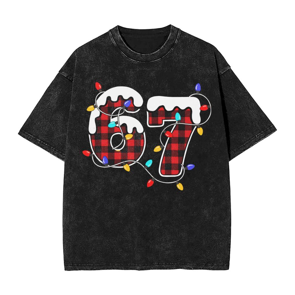 Novelty Lets Get 6 7endy Funny 67 Meme Tshirt Men Round Collar Pure Cotton Washed T Shirt Short Sleeve Tees Printed Clothing