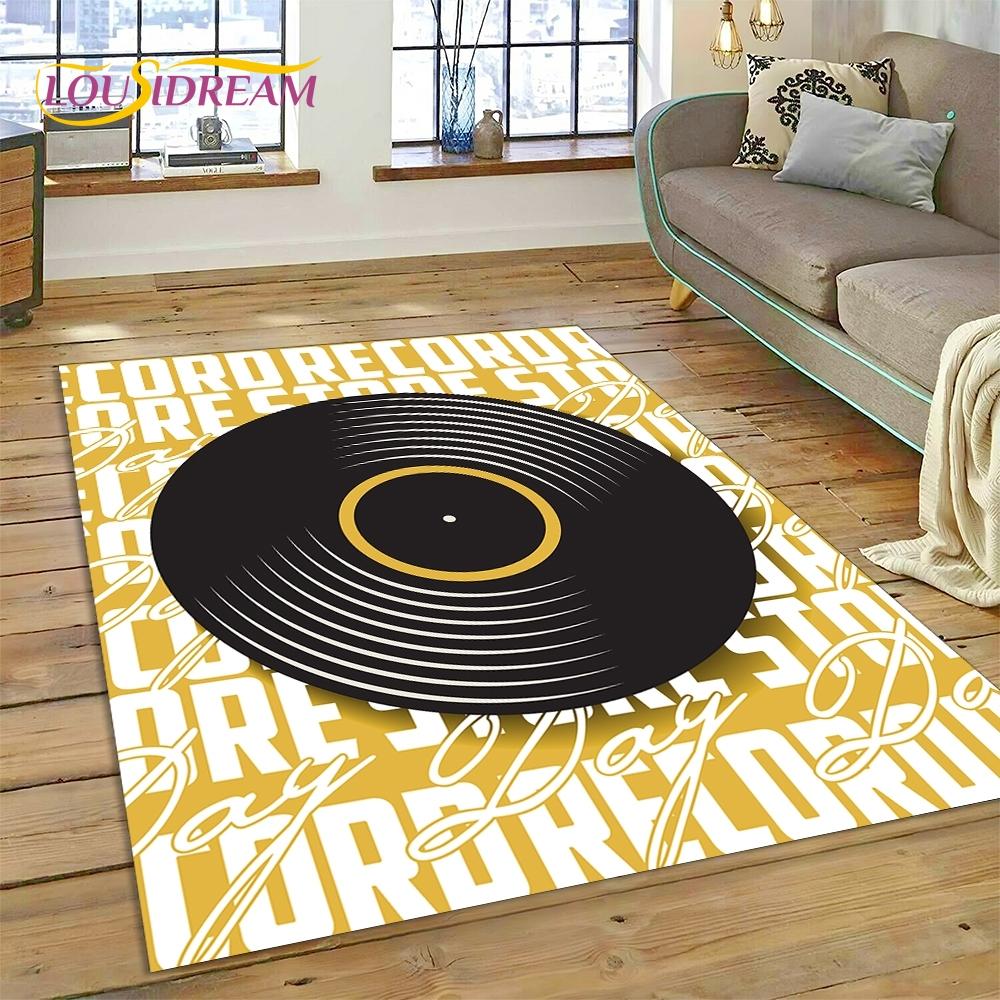 Vinyl Record Music DJ Screen Tape Rug Carpet for Living Room Bedroom Home Decor,Floor Mat Non-slip Decoration for Sofa Doormat