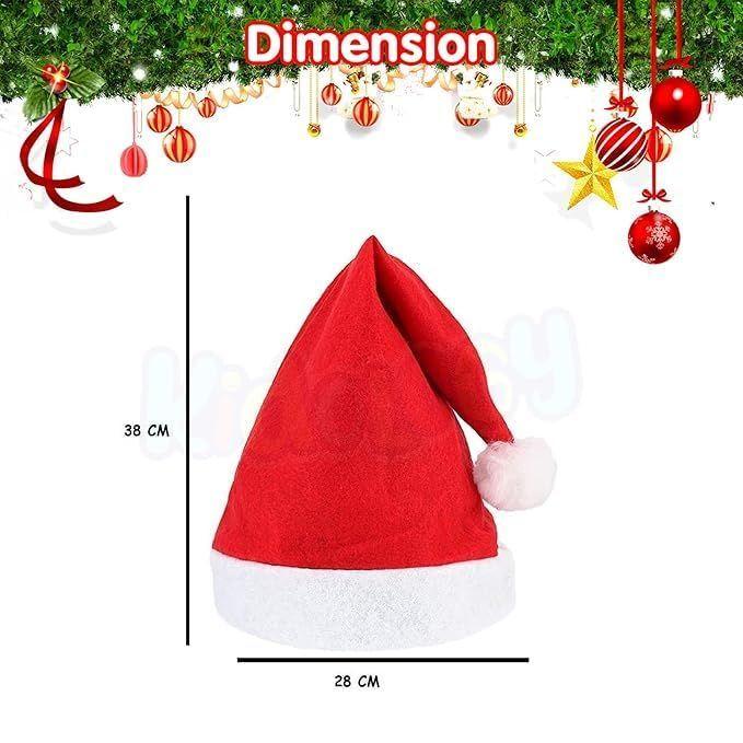 Classic Santa Cap, Unisex Christmas Cap for Adults and Kids, Comfortable Soft Red and White Hat, Free Size, Holiday Party Decorations