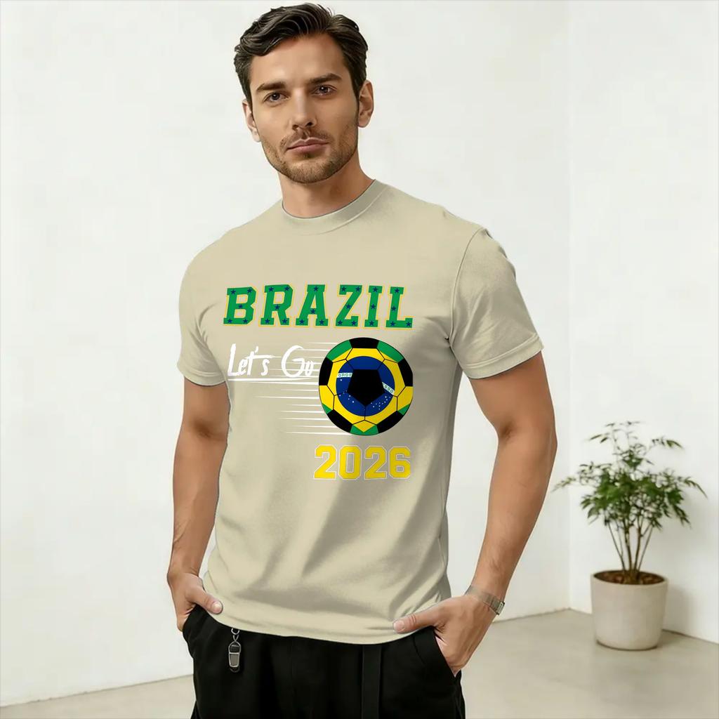 Unisex TShirt Brazil Football 2026 Leisure 100 Cotton Tees Short Sleeve T Shirts Crewneck Tops Gift Idea