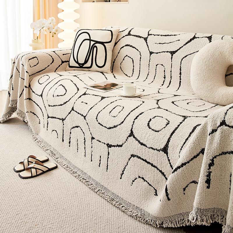 Geometric Velvet Sofa Slipcover Winter No Static Sofa Cover Universal Cover Living Room Sofa Dustproof Sofa Slipcover