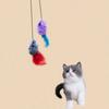 Plush/Feather Hanging Mouse Cat Toy with Sticky Hook Elastic Feather Cat Toy  Self Happy