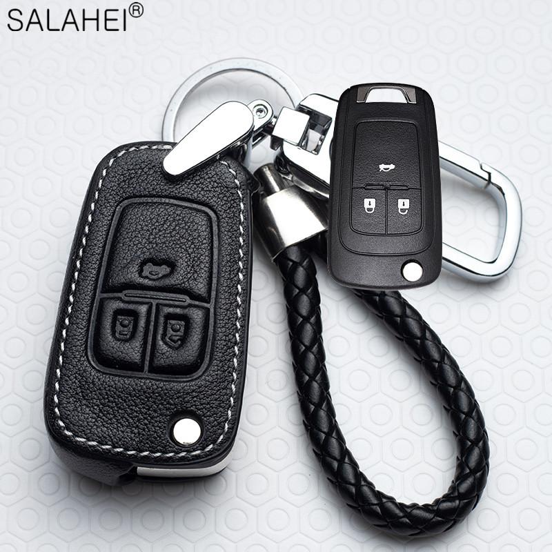 AABHI1 Leather Car Key Case Cover Fob For Chevrolet Cruze Aveo Trax Opel Astra Corsa Meriva Zafira Antara J Mokka Insignia For Buick