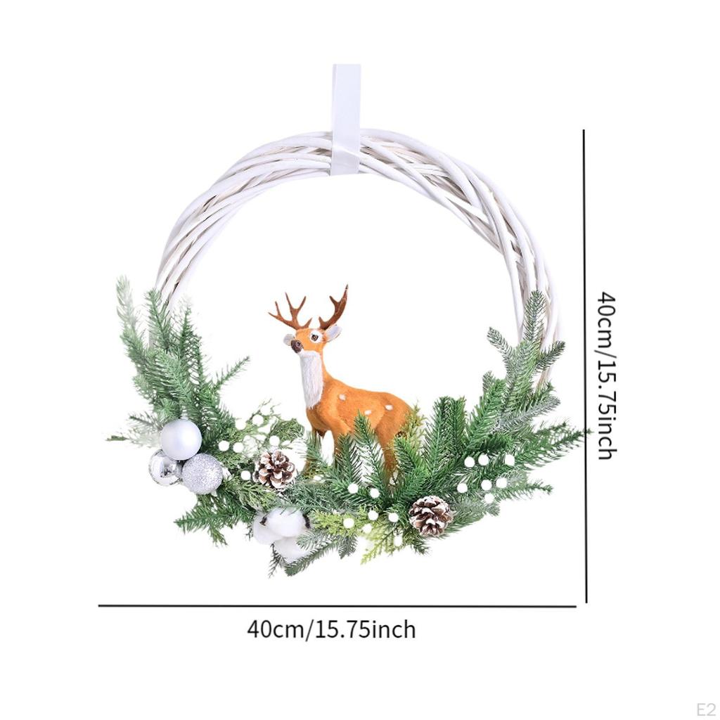 Christmas Winter Wreath, Front Door Wreath,Elk Ornament Artificial Xmas Wreath for Party