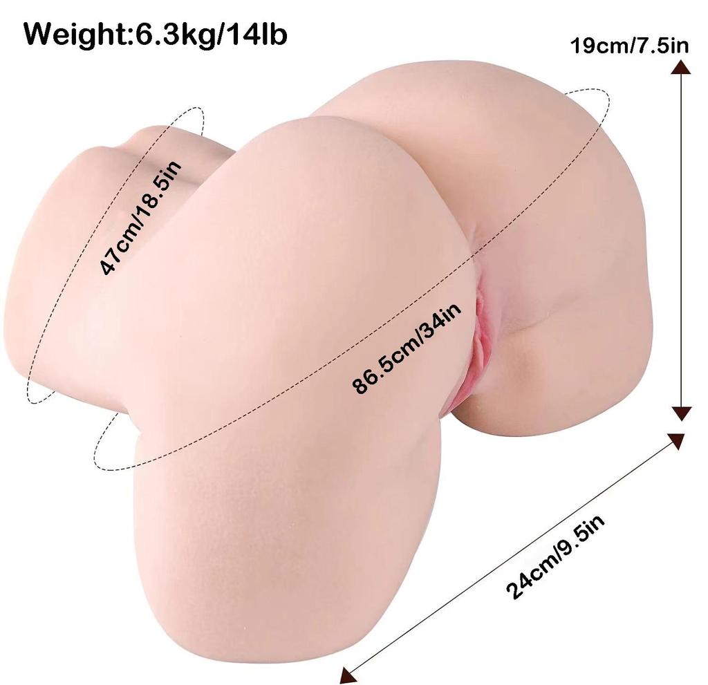 QUBANLV 1:1 Realistic Big Ass Sex Doll Half Body Real Vagina Anul Pussy Dual Channel Male Masturbator Big Ass Adult Games Toy