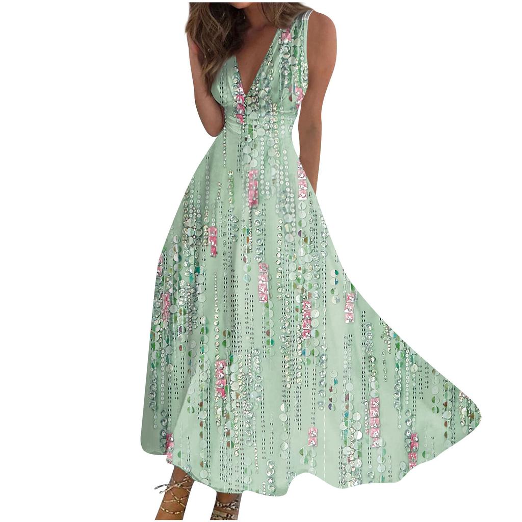 Women's Long Dress Maxi Dress Casual Dress Swing Dress A Line Dress Floral Fashion Streetwear Outdoor Daily Date Print Sleeveless V Neck Dress