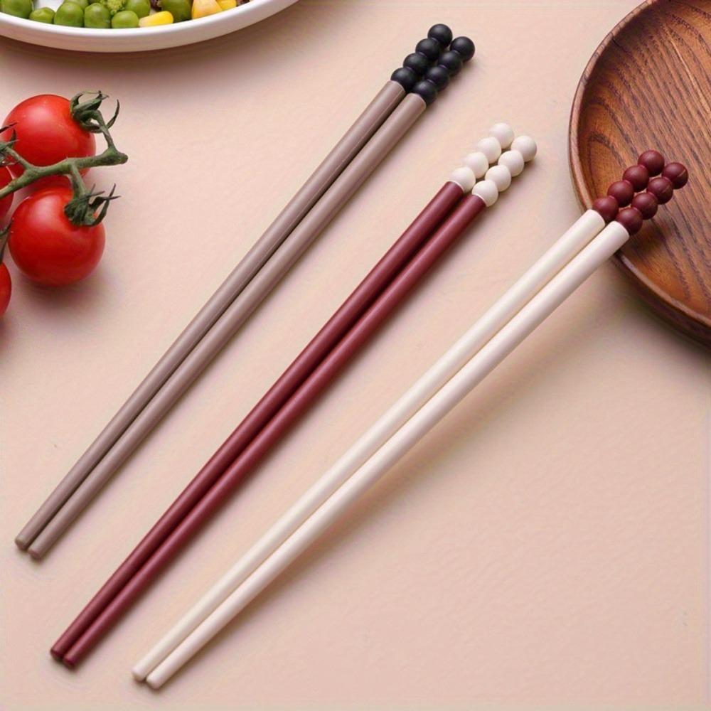 3 Pairs Creative Sugar Bean Alloy Chopsticks Portable Chopsticks Household Chopsticks Tableware