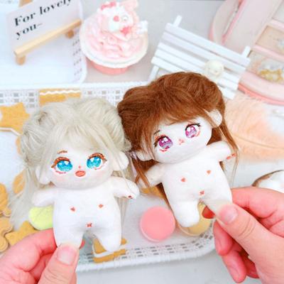 10CM Naked Cotton Doll Colorful Hair Cute Big Eyes Anime Girl Doll Unfinished Plushies No Attribute Plush Doll Stuffed Figure