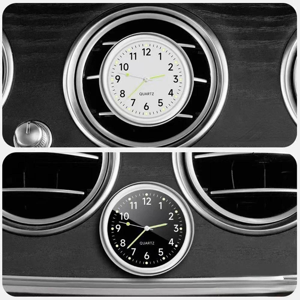 1pc Mini Car Clock Luminous Automobiles Internal Stick-On Quartz White 40mm Clocks Auto Watch Ornament Mechanics Digital Bl W8I4