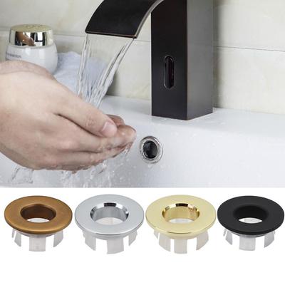 Durable Basin Faucet Round Sink Overflow Cover Insert Chrome Ring Bathroom Hole Cap