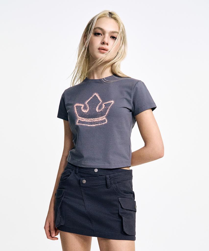 SUPRA Women'S Small Crown T-Shirt (Gray)