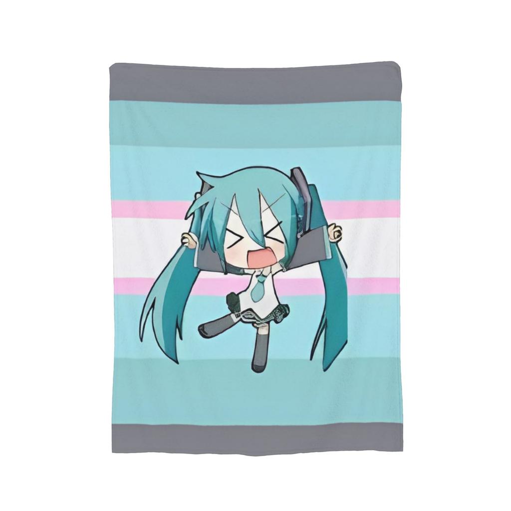 Hatsunes Mikus Vocaloid Blankets Anime Style Flannel Novelty Breathable Throw Blankets for Chair Covering Sofa Autumn/Winter,