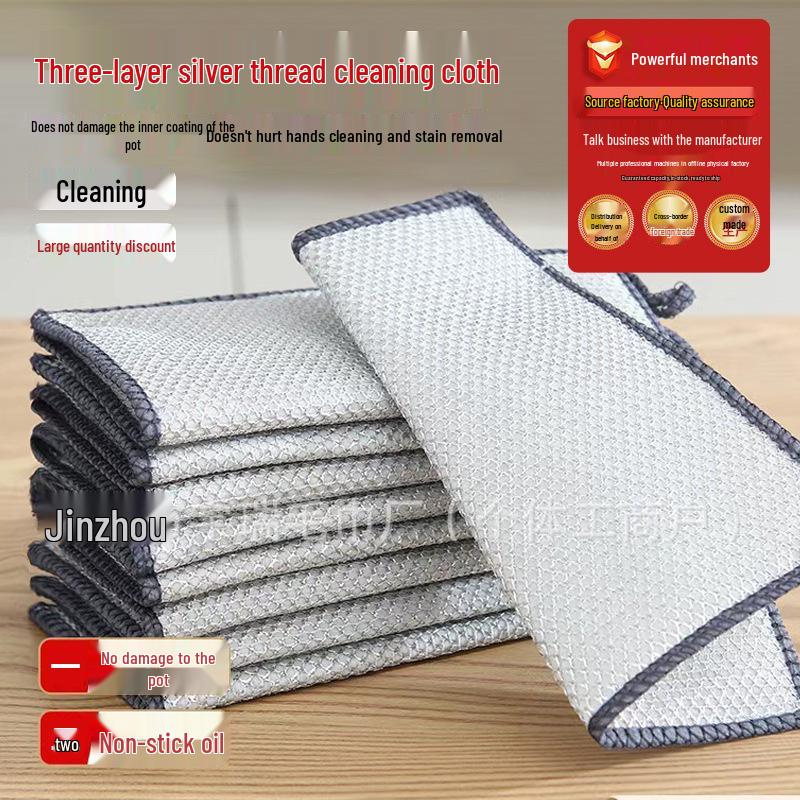 Lavetă abrazivă triplu strat din oțel inoxidabil: Lavetă de curățat bucătăria antiaderentă, rezistentă la ulei