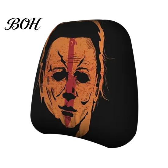 Protective Auto Headrest Protectors Halloween Car Cover, Scary Pattern Print Stretchable Universal Fit Interior Decor Protector, Breathable Polyester