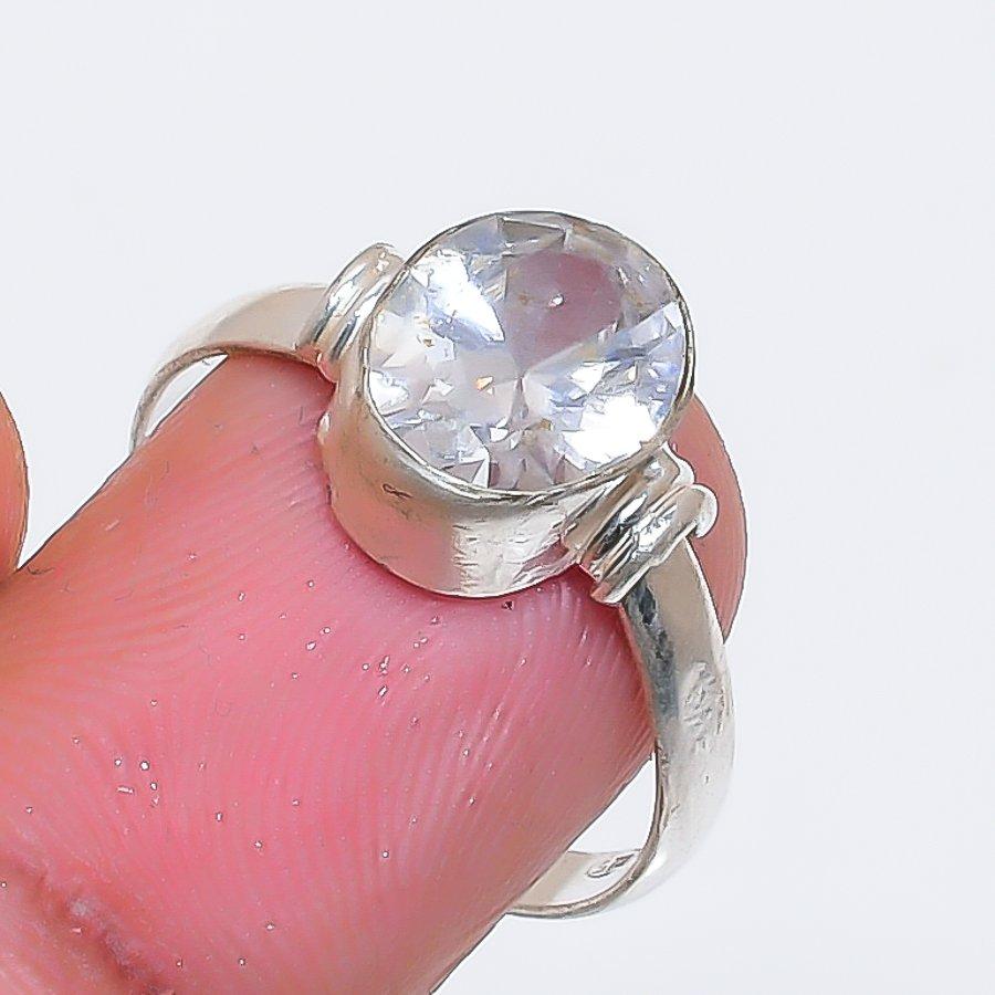 Natural White Topaz Gemstone 925 Sterling Silver Jewelry Ring Size 8 ZS-1708