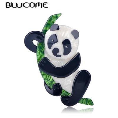 Niedliche Broschen in Bambus-Panda-Form, Acryl, Gunblack, Schmuck für Mädchen, Kinder, Hüte, Schals, Accessoires, Alltagsgeschenke
