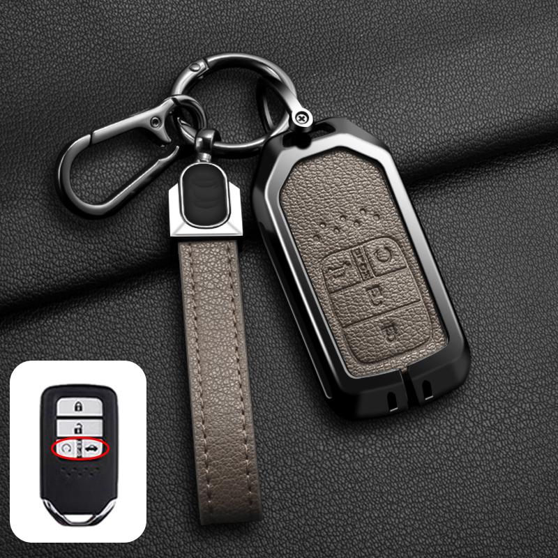 Carcasă Capac Cheie Mașină din Aliaj de Zinc și Piele pentru Honda Civic CRV HRV Accord Pilot Fit Freed Vezel Odyssey 2018 - 2022 Accesorii