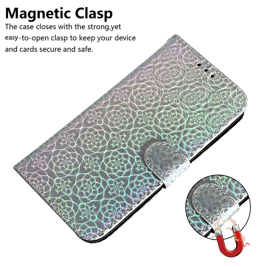For Honor X7a 5G Leather Dazzling Flower Pattern Wallet Case Stand Magnetic Closure Flip Phone Cover with Strap