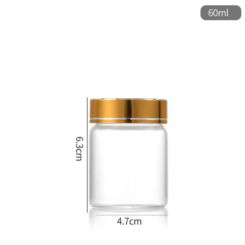 47mm Gold Cap Glass Bottle for Cordyceps, Agarwood, Medicine, Candy, Wish, or Drift.