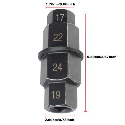 17 19 22 24mm Langlebig 3/8 Zoll Multifunktion Mehrzweck Motorräder Sechskant Achswerkzeug Professionell 4-in-1 Rostschutz Vielseitig